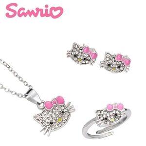 🔹️Hello Kitty🔹️  Cat Pendant Necklace, Ring, Earrings Set ✨️💞